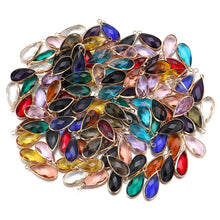 Clear teardrop crystal glass pendant charms for bracelet accents, necklace making, and DIY jewelry use.