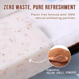 Coconut Exfoliating Scrub Soap with natural exfoliating particles and zero waste eco-friendly design.