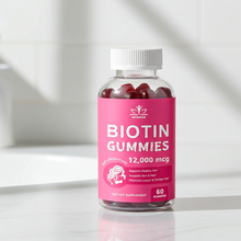Collagen + Biotin Gummies chewable vitamin gummies for maintaining healthy hair, smooth skin, and strong nails.