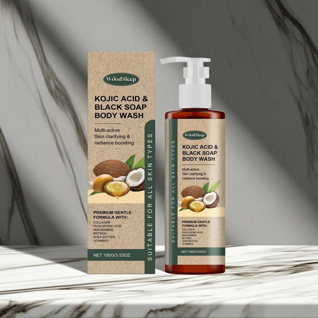 Collagen Kojic Acid Body Wash bottle for brightening showers, daily cleansing, and smoother-looking skin care.