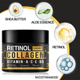 Collagen retinol facial cream for men in cream form for firming skin, smoothing texture, and regular face care.