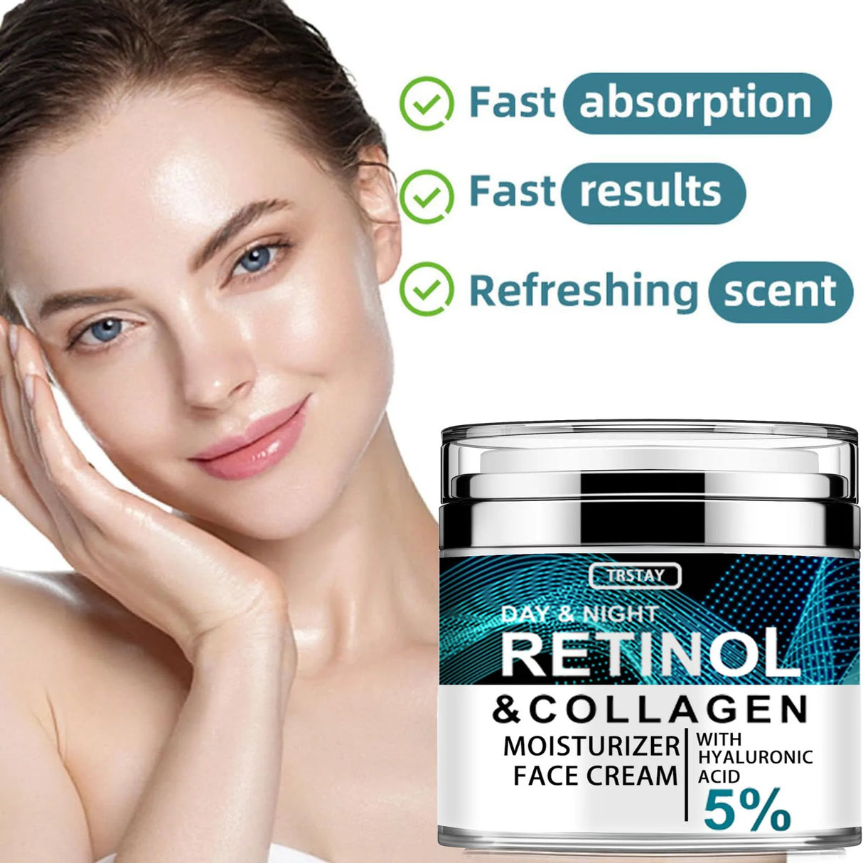 Collagen Retinol Hyaluronic Acid Cream anti-aging cream for facial hydration, softening fine lines, and skin-firming care.