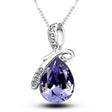 Colorful CZ teardrop pendant necklace with sparkling crystal accents for dressy styling, gifting, and everyday fashion wear.