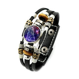 Constellation Zodiac leather wrap band for layered bracelet looks, celestial styling, and everyday fashion wear.