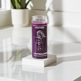 Controlling purple 1 color 7 day candle glass prayer candle for spiritual control work, intention setting, and ritual use.
