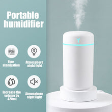 Cool mist mini USB humidifier diffuser for adding fine moisture to the air and enhancing aromatherapy use.