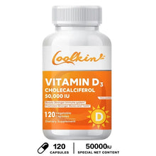 Coolkin extra strength D3 capsules 50,000 IU bottle for vitamin D supplementation and health-focused daily use.