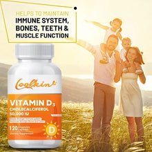 Coolkin high strength Vitamin D3 capsules bottle for dietary supplementation and wellness routines.