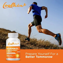 Coolkin Vitamin D3 50,000 IU softgel capsules bottle for dietary supplement use and vitamin D intake support.