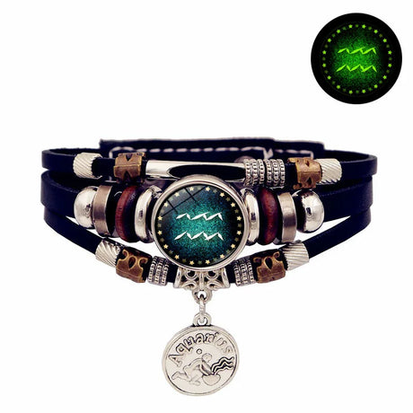 Starry Sky Zodiac Leather Bracelet wrist accessory for celestial fashion, unisex everyday wear, and astrology-themed gifting.
