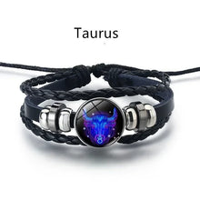 Cream glow in the dark zodiac PU bracelet for nightwear styling, astrology fashion, and casual accessory use.