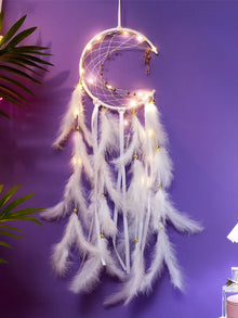 Crescent Moon feather Dream Catcher hanging ornament for nursery décor, boho room styling, and decorative indoor use.