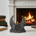 Crescent Moon Pentacle candle holder for supporting candle burning during meditation, altar work, and ceremonial use.