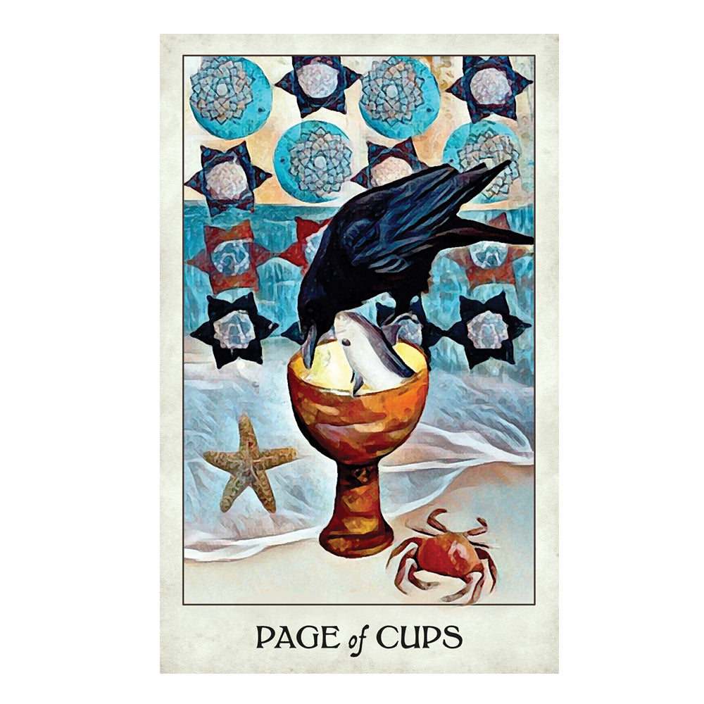 Crow Tarot cards fanned out in a spread