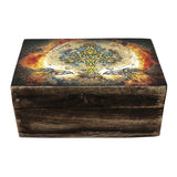 Crow Tree of Life wooden trinket box in 4" x 6" size for holding rings, charms, and small treasured items.