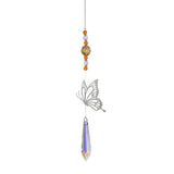 Crystal Butterfly wind chime for garden and window decoration, light-catching display, and relaxing outdoor decor.