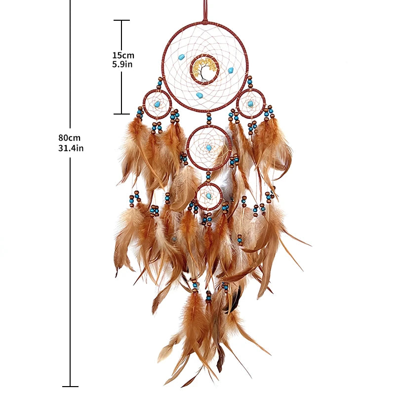 Crystal Dream Catcher wall hanging pendant for boho room decor, energy-inspired styling, and decorative wall display.