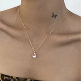 Crystal drop charm boho gold-plated necklace for dressy outfits, casual elegance, and everyday fashion use.