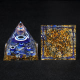 Crystal Energy Orgonite Devil's Eye Pyramid for meditation, energy healing, and home décor.