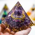 Crystal Energy Pyramid – Peridot & Amethyst for meditation, energy healing, and home décor.