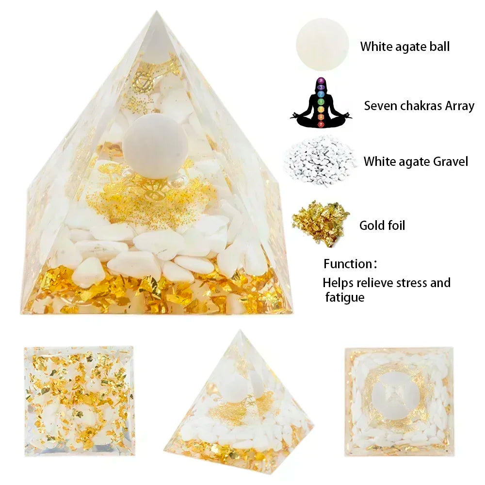 Crystal Energy Pyramid – Peridot & Amethyst for meditation, energy healing, and home décor.