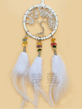 Crystal Feather Dreamcatcher chime hanging decor for window display, positive energy, and bohemian interior decoration.