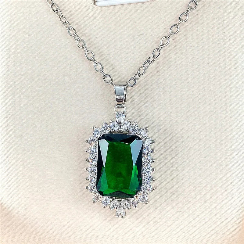 Crystal geometric pendant necklace with CZ stone setting for elegant accessorizing, occasion wear, and trendy layered looks.