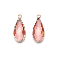 Crystal glass teardrop charms for earring making, pendant crafting, and handmade jewelry projects.