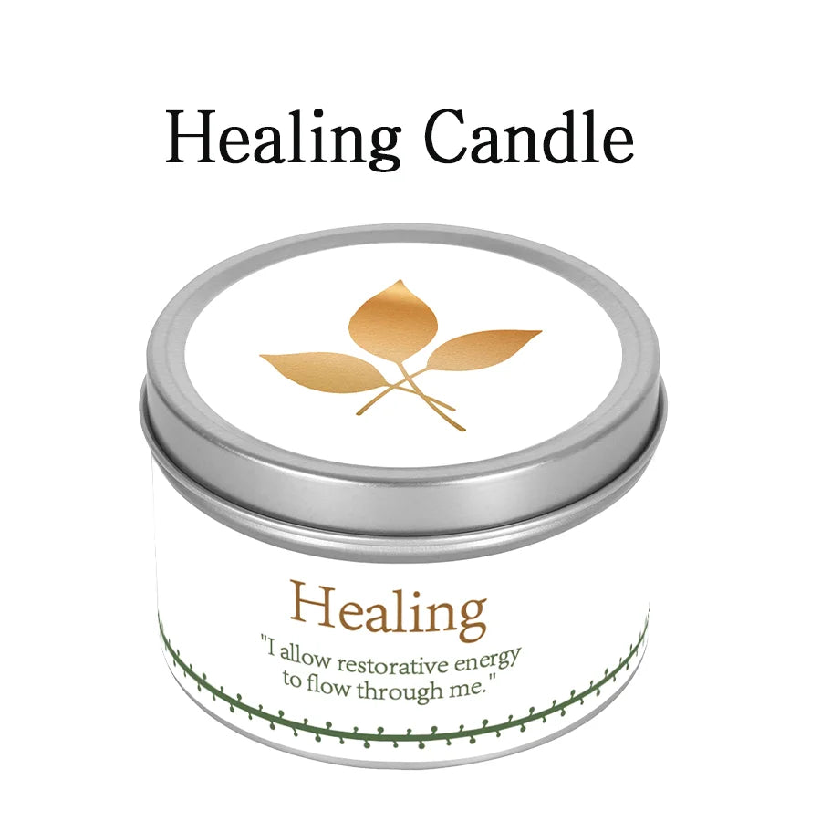 Manifestation Healing Crystal Candle crystal-infused jar candle for prayer, manifestation, and emotional healing practice.