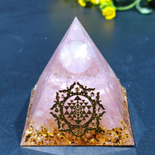Crystal Orgone Pyramid with Amethyst & Peridot for meditation, energy healing, and home décor.