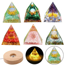 Crystal Orgone Pyramid with Amethyst & Peridot for meditation, energy healing, and home décor.