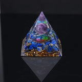 Crystal Orgone Pyramid with Amethyst & Peridot for meditation, energy healing, and home décor.