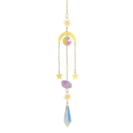 Crystal Prism Sun Catcher & Wind Chime hanging chime for room decor, soft visual sparkle, and sunlight-catching display.