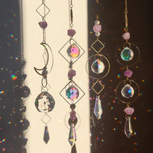 Crystal prism rainbow suncatcher with octagon bead chain for brightening windows, reflecting light, and decorative indoor display.