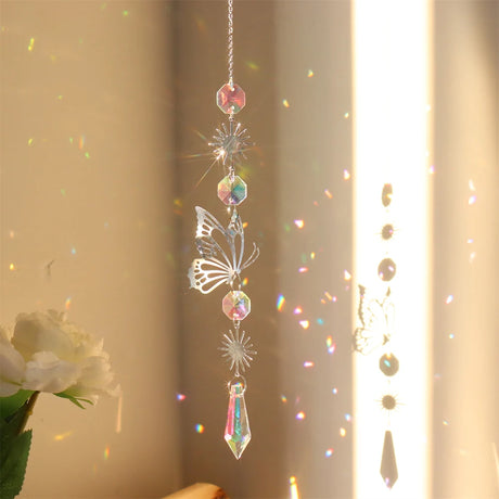 Crystal Prism Sun Catcher Wind Chime crystal hanger for making rainbow reflections, enhancing room decor, and gifting.