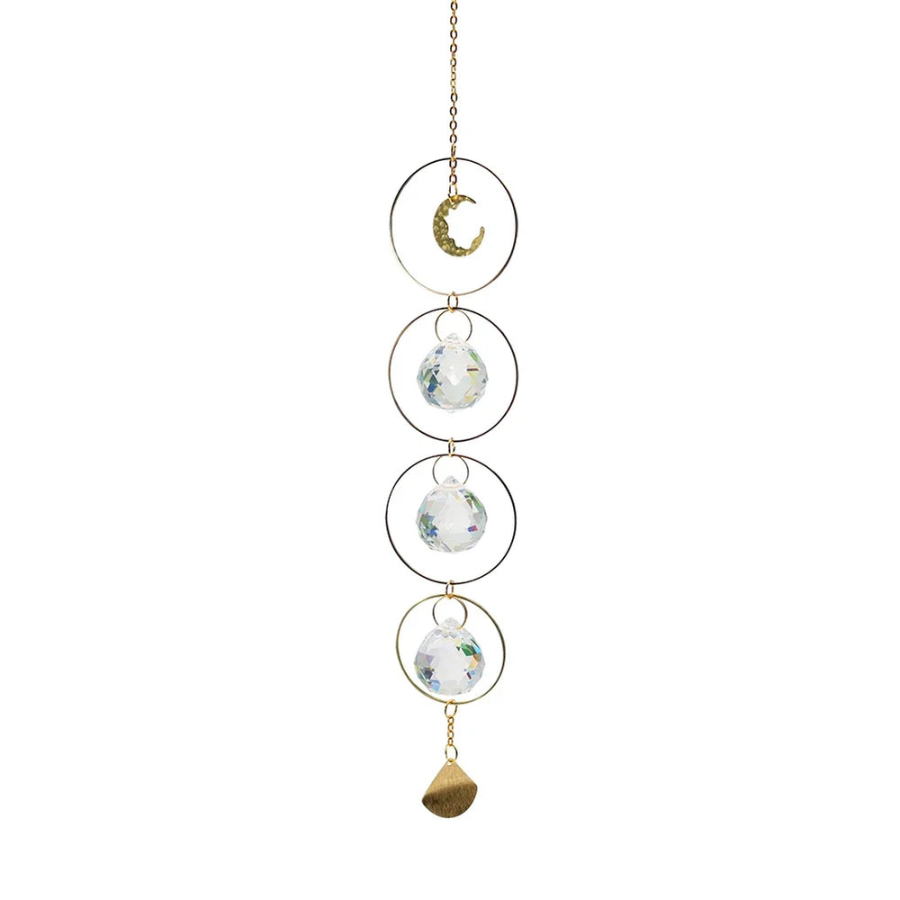 Crystal rainbow window suncatcher with octagon bead decoration for rainbow light effects, sunny window hanging, and interior decor.