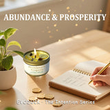 Abundance & Prosperity Crystal Soy Wax Candle candle jar for inviting abundance energy, meditation, and altar use.