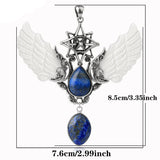Crystal-style Merkaba Angel Wing Water Drop necklace pendant for statement jewelry wear, layered styling, and special occasion accessorizing.