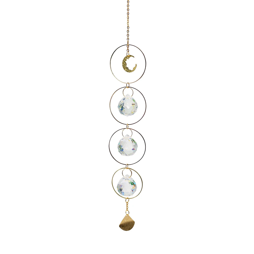 Crystal sun catcher ball prism ornament for window hanging, light reflection, and colorful room decor.
