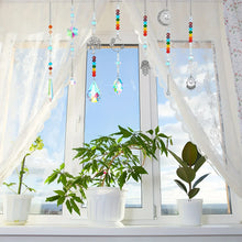 7-Piece Colorful Crystal Sun Catcher Set colorful crystal prisms for window decor, sunlight reflection, and creating rainbow effects indoors.