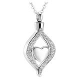 Crystal Teardrop Heart Urn Pendant ash urn necklace for storing a small portion of ashes and tribute use.