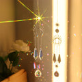 Crystal wind chimes dream catcher prism sun catcher hanging decor for catching sunlight, creating rainbow reflections, and peaceful home decoration.