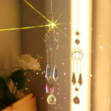 Crystal wind chimes dream catcher prism sun catcher hanging decor for catching sunlight, creating rainbow reflections, and peaceful home decoration.