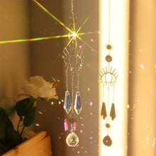 Crystal wind chimes dream catcher prism sun catcher hanging decor for catching sunlight, creating rainbow reflections, and peaceful home decoration.