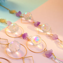 Crystal window suncatcher prism with octagon beads for catching natural light, casting rainbow patterns, and home ornament use.