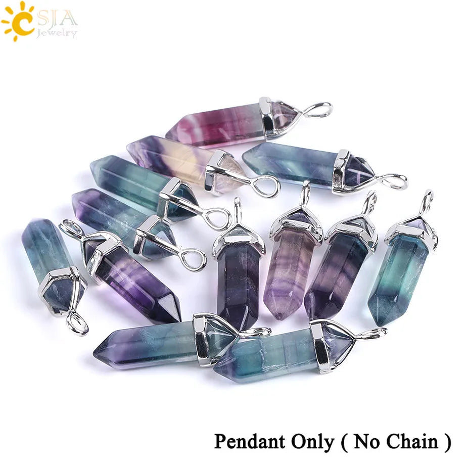 CSJA fluorite crystal necklace pendant for meditation, energy healing, and daily spiritual wear.