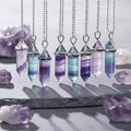 CSJA Fluorite hexagonal crystal pendant necklace for spiritual wear, crystal healing, and everyday styling.