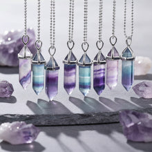 CSJA Fluorite hexagonal crystal pendant necklace for spiritual wear, crystal healing, and everyday styling.