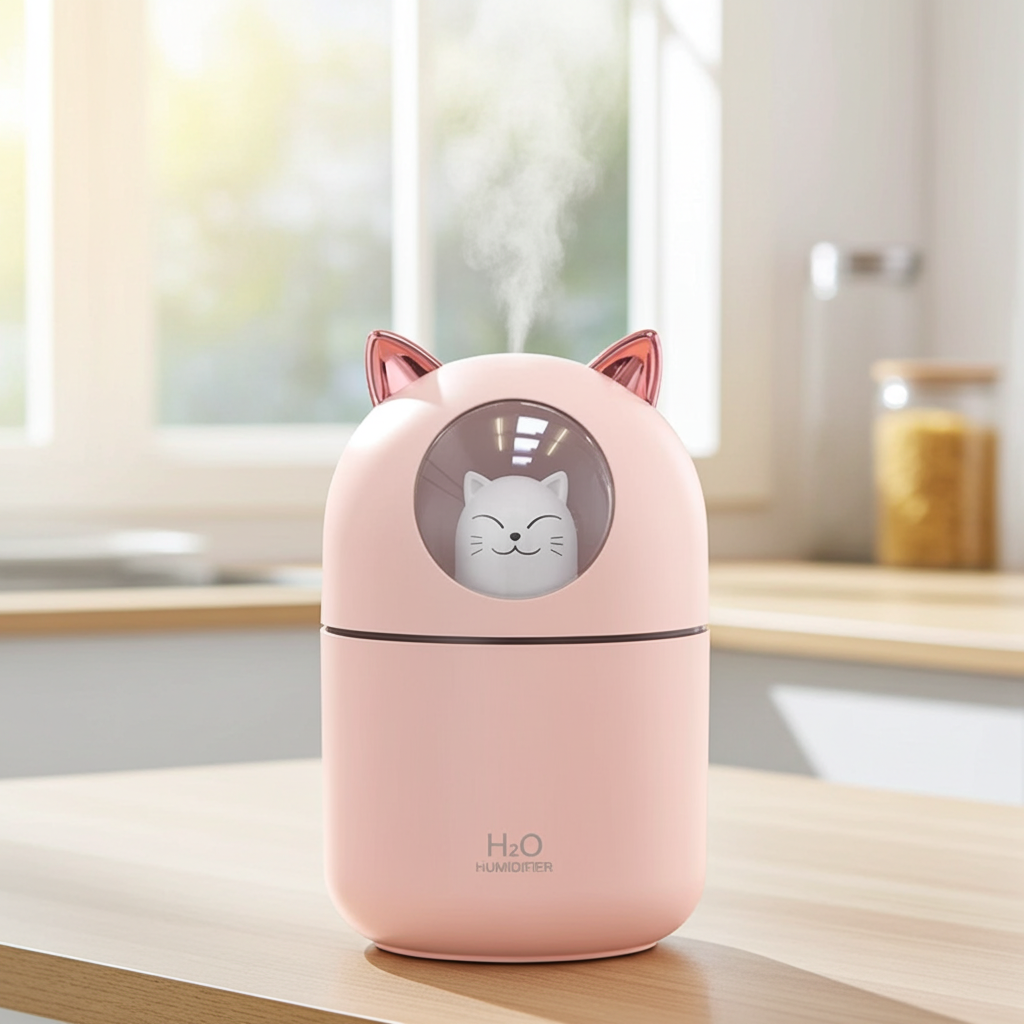 Cute Cat Cool Mist Humidifier unit for adding cool moisture, freshening indoor air, and everyday room comfort.