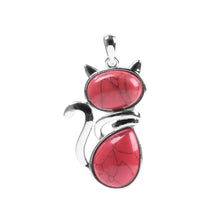 Cute Cat stone necklace charm for daily accessorizing, animal lover fashion, and charming jewelry gift use.